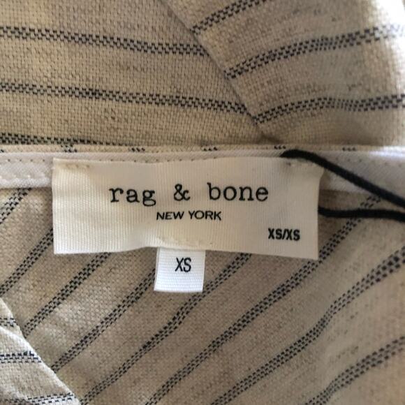 Rag & Bone NWT Zoe Natural Striped Pintuck Sleeveless Halter Top Blouse XS - Picture 9 of 13
